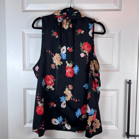 Anthropologie Floral Sleeveless Blouse Lace Trim 1X Silky Halter Tank Top NWT - Picture 10 of 12